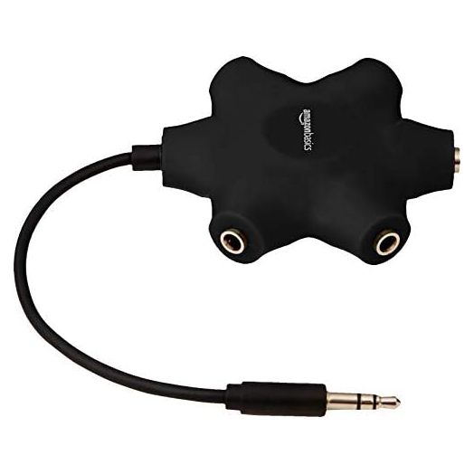 Amazon Basics 5-Way Multi Headphone Splitter - Black, 5-Pack