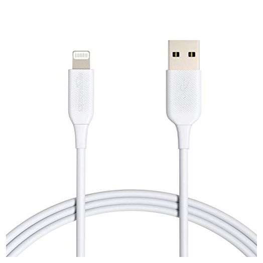 Amazon Basics 2-Pack USB-A to Lightning ABS Charger Cable, MFi Certified Charger for Apple iPhone 14 13 12 11 X Xs Pro, Pro Max, Plus, iPad, 6 Foot, White