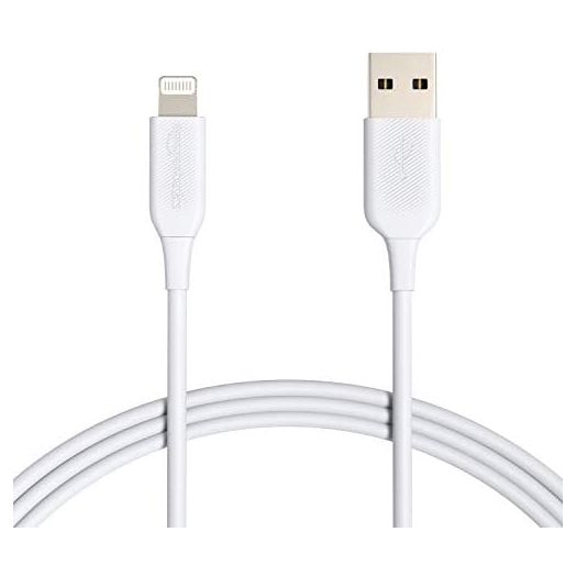 Amazon Basics ABS USB-A to Lightning Cable Cord, MFi Certified Charger for Apple iPhone, iPad, White, 6-Ft, 5-Pack