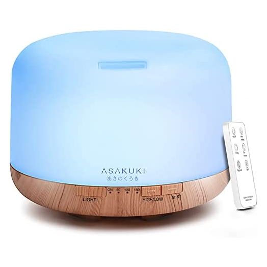 ASAKUKI 500ml Premium, Essential Oil Diffuser with Remote Control, 5 in 1 Ultrasonic Aromatherapy Fragrant Oil Humidifier Vaporizer, Timer and Auto-Off Safety Switch