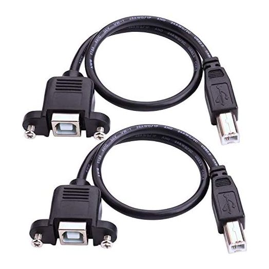 USB B Printer Extension Cable - iGreely 2Pack 1-Feet Panel Mount USB 2.0 Cable B to B - F/M (1ft)