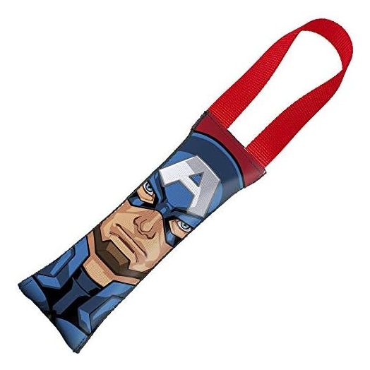 Buckle-Down Dog Tug Toy Captain American Face Shield Icon Close Up Red Red, 15" x 3" x 2"