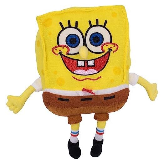 Buckle-Down Dog Toy, Nickelodeon, Plush Squeaker Spongebob Squarepants Full Body with Arms and Legs,DTPT-SQAF
