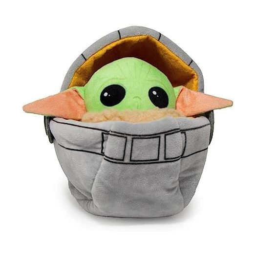 Buckle-Down Dog Toy, Mandalorian, Plush Squeaker Star Wars The Child Carriage Pose, Baby yoda, 8" x 8" (DTPT-SWBIJ) for All Breed Sizes