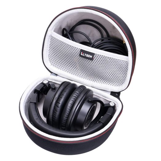 Headphone Case for Audio-Technica ATH-M30X / ATH-M50X / ATH-M40X / ATH-M50xBT2 / ATH-M50xBT2DS Headphones - Hard Travel Carrying Protective Storage Bag(Black+Grey)