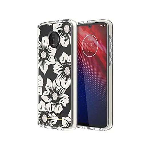 Kate Spade Defensive Hardshell Case for Moto Z4 & Z4 Play - Hollyhock/Cream/Gems (Moto Z4)