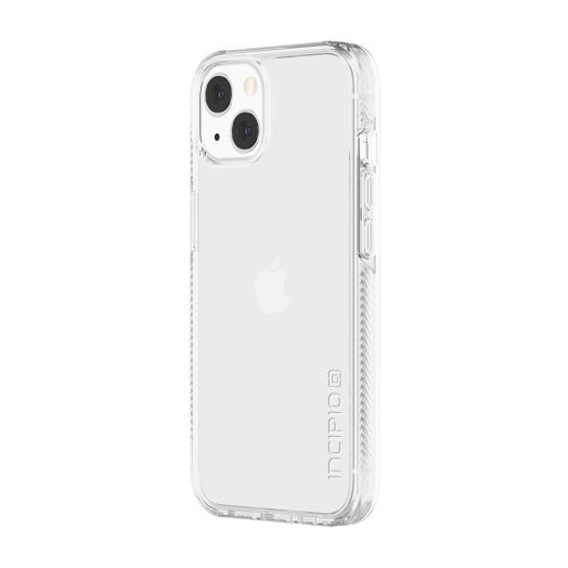 Incipio DualPro Fusion for iPhone 13 - Clear/Clear with Dark Denim & Coral Pink Buttons