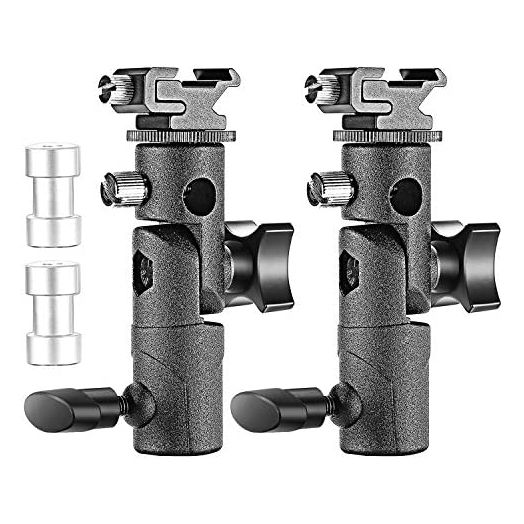 Neewer Professional Universal E Type Camera Flash Speedlite Mount Swivel Light Stand Bracket with Umbrella Holder for Canon Nikon Pentax Olympus and Other Flashes, Studio Light, LED Light(2 Pack)