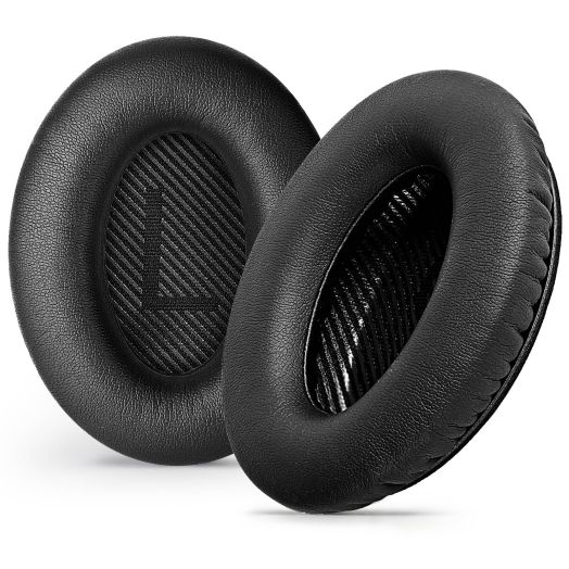 Aurivor Replacement Ear-Pads Cushions for Bose QuietComfort-35 (QC-35) and QuietComfort-35 II (QC-35 II/QC 35II) Headphones, Premium Ear Covers with Noise Isolation Foam, Added Thickness (Black)