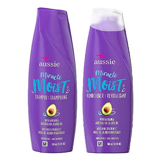 Aussie Miracle Moist Shampoo and Conditioner Set with avocado & australian jojoba oil-12.1 fl oz each