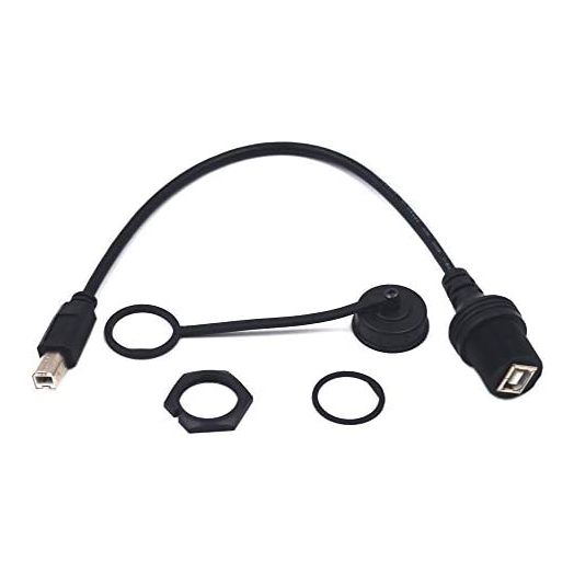 Kework 0.3 Meter USB Type B 2.0 Mount Cable, USB B Male to Female Flush Panel Mount Extension Cord for Car Truck Boat Motorcycle Dashboard, Sync Printing and Data Transferring (USB B 2.0)