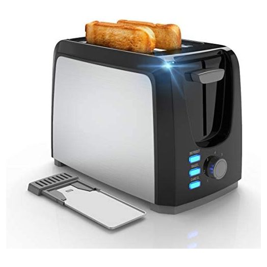 Toaster 2 Slice Best Prime Toasters Stainless Steel Black Bagel Toaster Evenly and Quickly with 2 Wide Slots 7 Shade Settings and Removable Crumb Tray for Bread Waffles