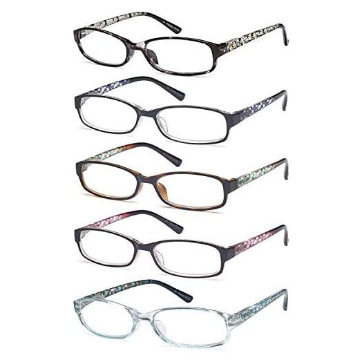 Gamma Ray Women's Reading Glasses 5 Pair Print Ladies Fashion Readers for Women - 1.50