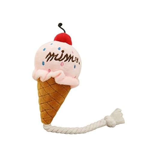 Lovely Dog Plush Toy Squeak Toy,Soft Ice Cream Cone Shape Sound Toys Chew Toy for Pets Dogs,Pink