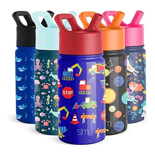 Simple Modern Kids Water Bottle with Straw Lid | Insulated Stainless Steel Reusable Tumbler for Toddlers, Girls, Boys | Summit Collection | 14oz, Under Construction