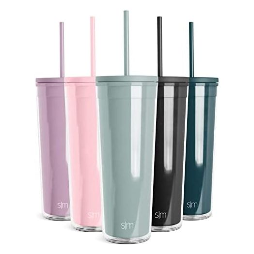 Simple Modern Plastic Tumbler with Straw Lid | Reusable BPA Free Water Bottle | Double Wall Iced Coffee Cups, Cold Brew, Smoothie, or Tea Cup Travel Mug | Classic Collection | 24oz | Sea Glass Sage