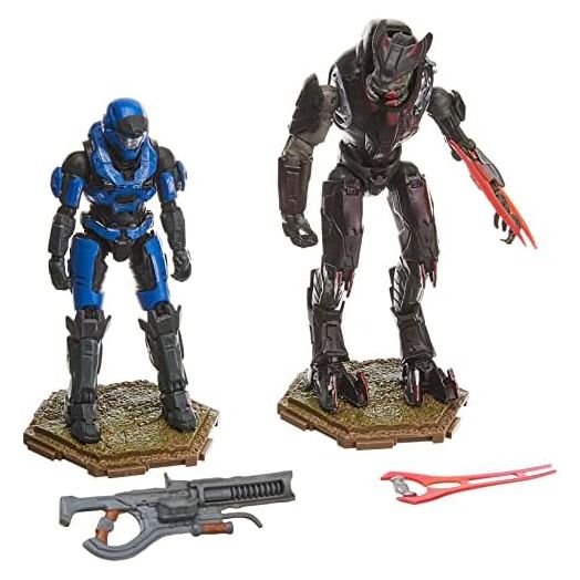 Halo Infinite: World of Halo Spartan MK V [B] with Shock Rifle and Jega Roomnai with Engery Sword Figures