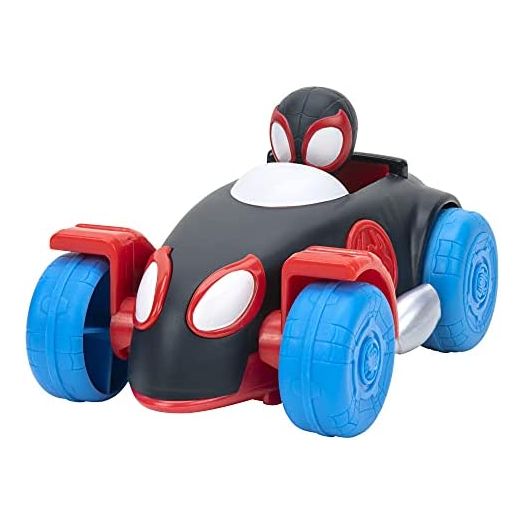 Spidey and his Amazing Friends Webbed Wheelie Vehicle - Miles Morales: Spider-Man Pull Back Vehicle - Features Built-in Super Hero