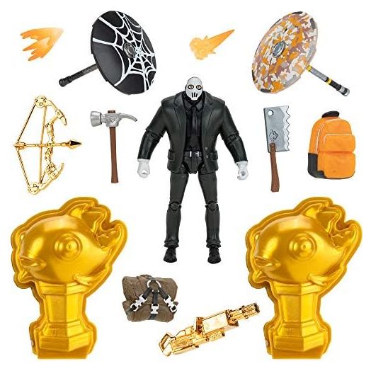Fortnite Brutus (Shadow) Solo Mode Core Figure and 2 Mythic Goldfish Collectibles - 4 Inch Collectible Action Figure, Plus Accessories