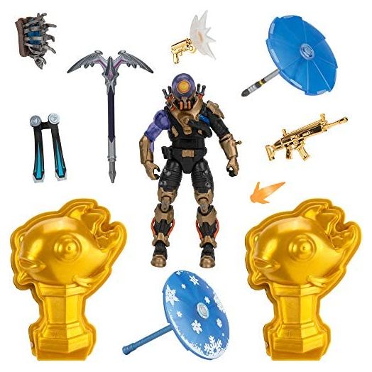 Fortnite Cyclo Solo Mode Core Figure and 2 Mythic Goldfish Collectibles - 4 Inch Collectible Action Figure, Plus Accessories