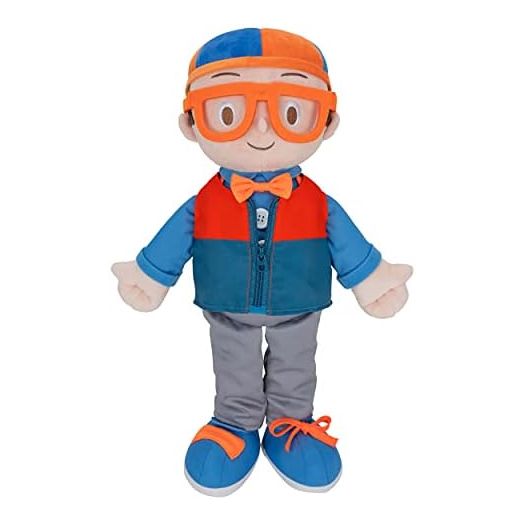 Blippi Get Ready and Play Plush - 20-inch Dress Up Plush with Sounds, Teaches Children to Tie Shoes, Button Shirts, Snap Suspenders, Zip Vest-Jacket, Roll Sleeves and Socks and More - Amazon Exclusive