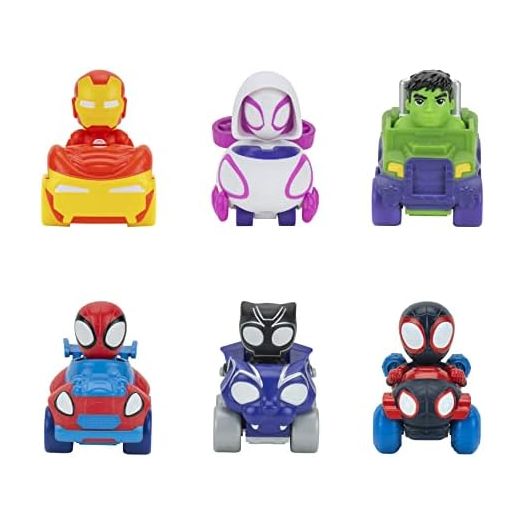Marvel Spidey and His Amazing Friends 6 Pack - Six 2-Inch Amazing Mini Vehicles - Toys Featuring Your Friendly Neighborhood Spideys - Amazon Exclusive