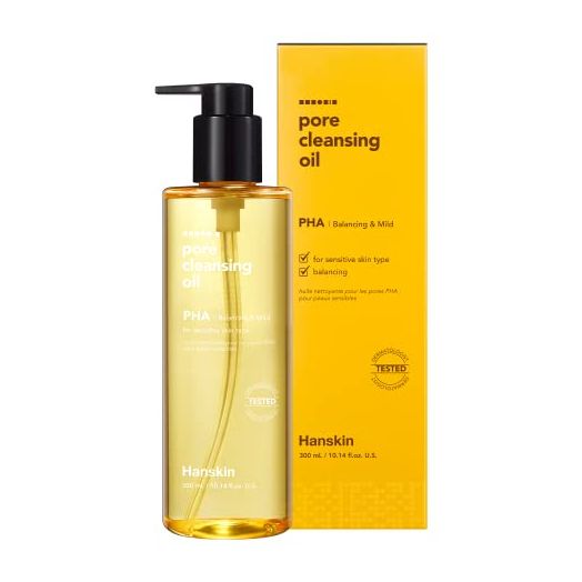 Hanskin Pore Cleansing Oil, Gentle Blackhead Cleanser and Makeup Remover for Sensitive Skin [PHA] (300 ml)