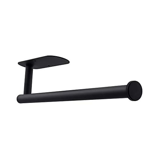 ASTOFLI Paper Towel Holder Under Cabinet, Self Adhesive and Drilling Paper Towel Holder Wall Mount, Under Cabinet Paper Towel Holder for Kitchen, Black Paper Towel Holder SUS304 Stainless Steel