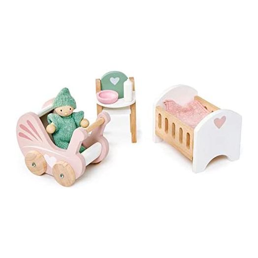 Tender Leaf Toys - Dovetail Dollhouse Accessories - Detailed Ultra Stylish Wooden Furniture Sets and Room Decor - Encourage Creative and Imaginative Fun Play for Children 3+ (Dovetail Nursery Set)