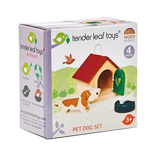 Tender Leaf Toys - Pets Sets for Doll House Accessories - Great Add-on Pet Play Set to Any Dollhouse - Encourage Creative and Imaginative Fun Play for Children - Age 3+ (Pet Dog Set)
