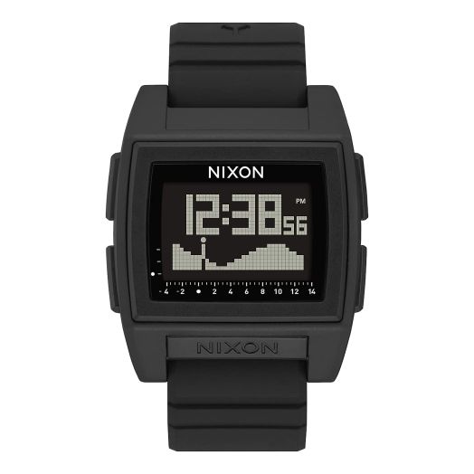 NIXON Base Tide Pro A1307 - Black - Digital Watch for Men and Women - Water Resistant Surfing, Diving, Fishing Watch - Water Sport Watches for Men - 42mm Watch Face, 24mm PU Band