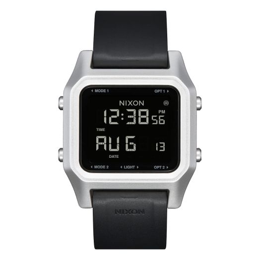 NIXON Staple A1309 - Silver/Black - 100m Water Resistant Men's Digital Sport Watch (38mm Face, 22mm PU/Rubber/Silicone Band) - Made with #Tide Recycled Ocean Plastics