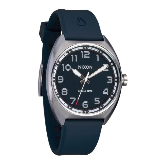NIXON Mullet A1365 - Silver/Teal -100m Water Resistant Unisex Analog Fashion Watch (38mm Watch Face, 20mm Silicone Band)