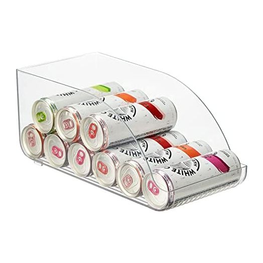 mDesign Compact Plastic Kitchen and Pantry Storage Organizer Bin for Tall Skinny Soda/Pop Cans - Kitchen, Pantry, Refrigerator - Clear