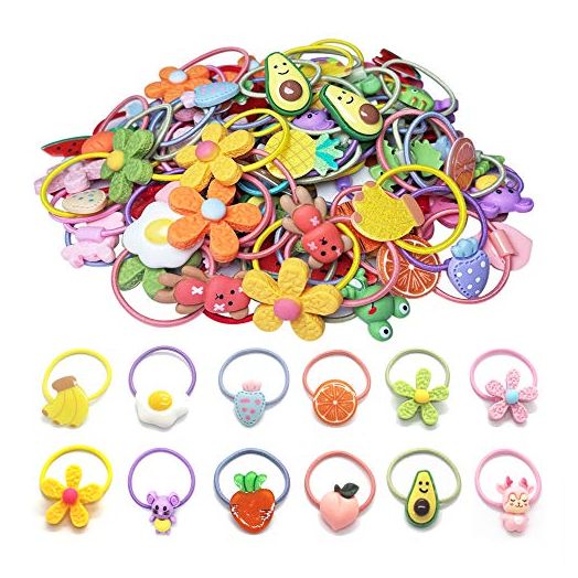 Hair Ties For Girls, 50 Pcs Cute Elastic Hair Bands Soft Ponytail Holders Hair Accessories For Baby Girls Infants Toddlers Kids Teens Children