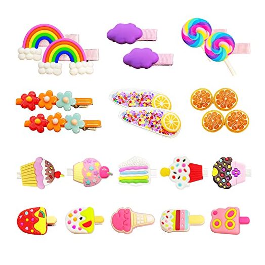 Hair Clips for Toddler Girls, 22 Pcs Candy Toddler Hair Accessories Flower Hair Pins Vanellope Lollipops