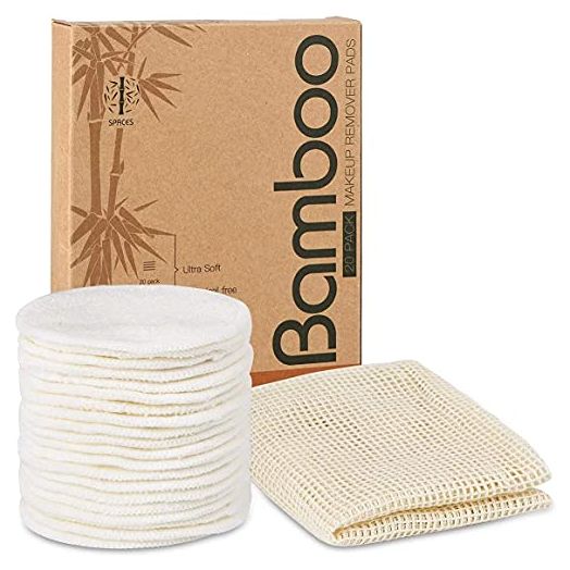 ASPACES Organic Reusable Makeup Remover Pads, Bamboo Cotton Rounds (20 Pack)