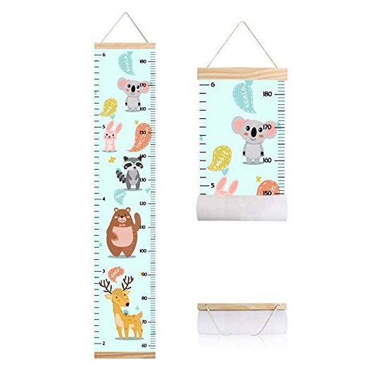 Animals Growth Chart for Kids, Baby Height Chart, Canvas Height Measuring Rulers for Boys Girls (Animals 4)