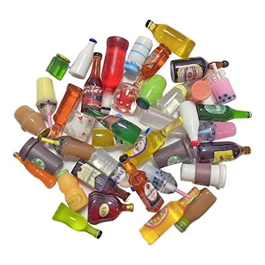 Juland 40PCS Miniature Mini Beer Drinks Decoration Dollhouse Beer Glass Mixed Wine Resin Sets Simulation Instant Model Scene Tableware Dolls House – Random Pattern