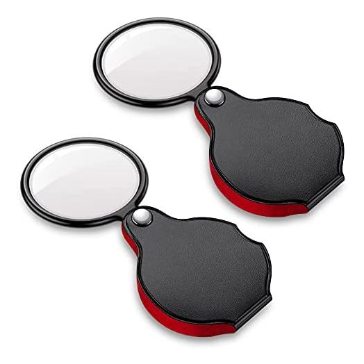 2PCS Upgrade 10X Small Magnifying Glasses for Kids/Senior, Pocket Magnifier for Reading/Close Work, Mini Folding Magnifying Magnify Glass with Protective Sheath, Ideal for Repairing/Hobby/Coins, 1.96"