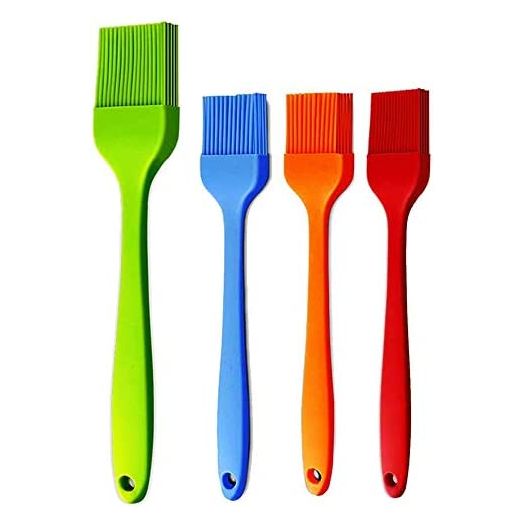 Basting Brush Silicone Pastry Baking Brush BBQ Sauce Marinade Meat Glazing Oil Brush Heat Resistant , Kitchen Cooking Baste Pastries Cakes Meat Desserts, Dishwasher Safe 4Pack