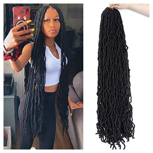 Nescorner Faux Locs 36inch Crochet Hair, Pre Looped Curly Wave Braiding Hair (6 Pack)