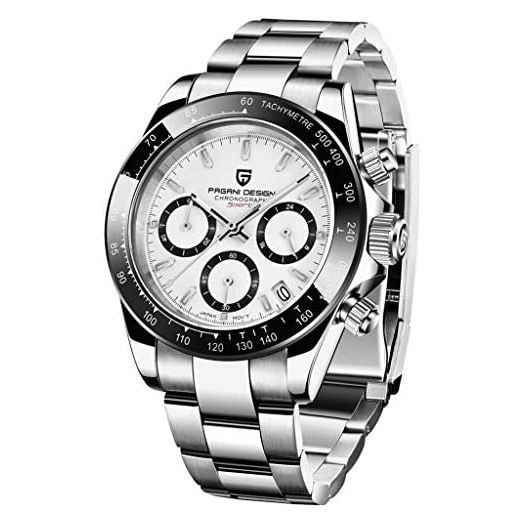 Pagani Design Men’s Watches Full Stainless Steel Analogue Quartz Wrist Watch for Men Daytona Homage Luxury Waterproof Dress Wristwatch Auto Date
