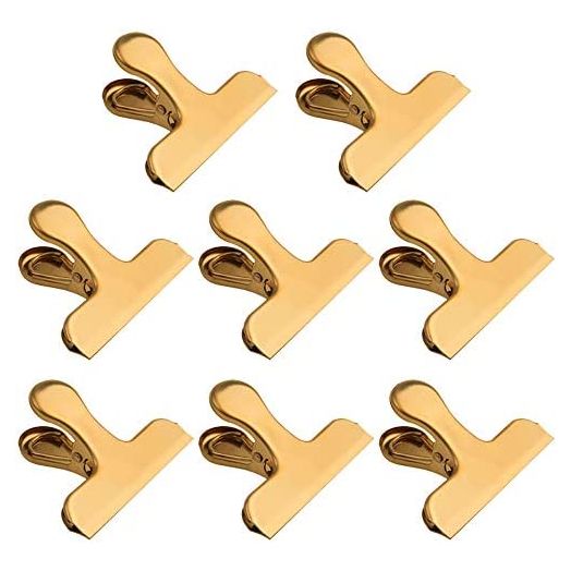 Chip Bag Clips,8 Pack Large Golden Stainless Steel Air Tight Bag Clip Perfect for Kitchen &Office (8 pack)