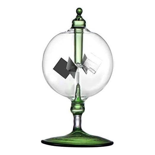 Yiluren Solar Crookes Radiometer Glass Windmill Handmade Toy for Party Home Decoration Gift Green S