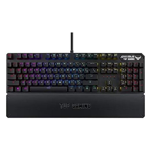 ASUS Mechanical PC Gaming Keyboard for PC - TUF K3 | Programmable Onboard Memory | Dedicated Media Controls, Aura Sync RGB Lighting | Detachable Magnetic Wrist Rest | Highly Durable | Black