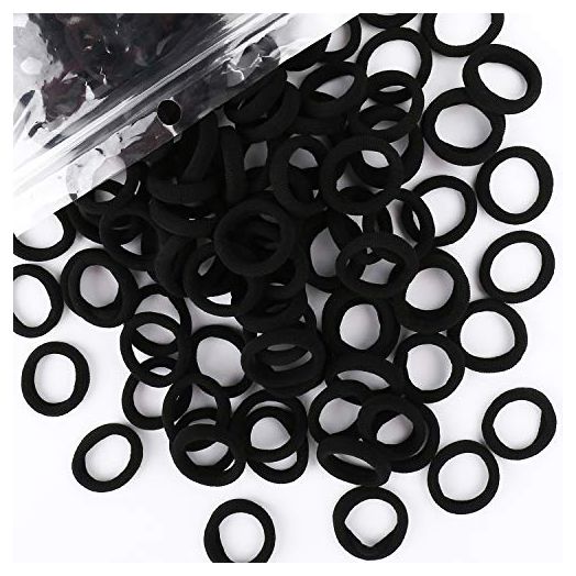 200PCS Black Baby Hair Bands – Mini Seamless Toddler Hair Ties – Soft Toddler Hair Ponytail Holders for Kids Girls, 1 Inch in Diameter, Black, by NineTong