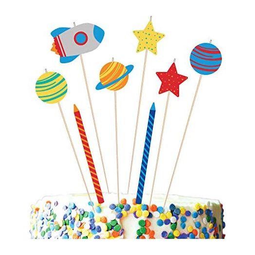 amscan Blast Off Birthday Candle Mix, Multicolor, 8 Pcs