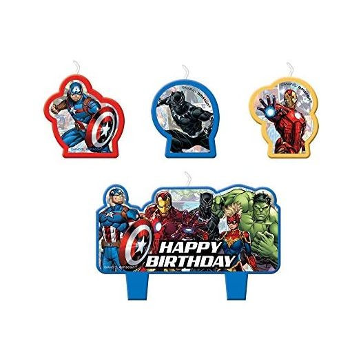 Marvel Avengers Powers Unite Birthday Candles, Assorted Sizes, 4 Pcs