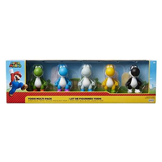 Super Mario Yoshi Action Figures Green, Blue, White, Yellow & Black 2.5-Inch Mini Figure 5-Pack
